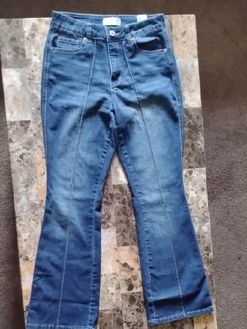 Copper Flash High-Rise Dark Blue Flare Jeans - Women's